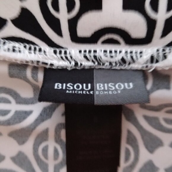 Bisou Bisou | Black & White Print Jersey Knit Stretch Wrap Dress |  Size 8 - Picture 6 of 9